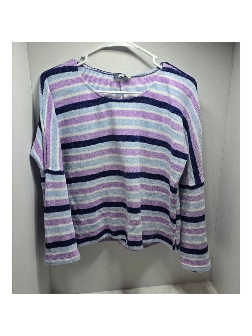 Women's Chenault Striped Crew Neck Sweater S Purple Blue
